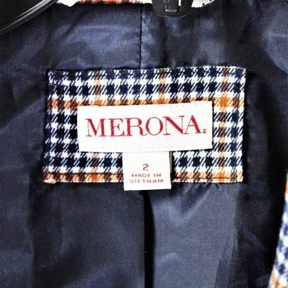 Merona | Blue, White, & Orange Plad Pattern Blazer - Picture 2 of 7